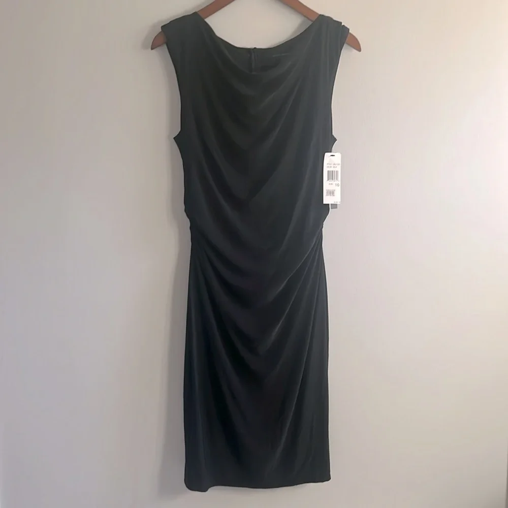 New with tags David Meister black cocktail dress with ruching detail